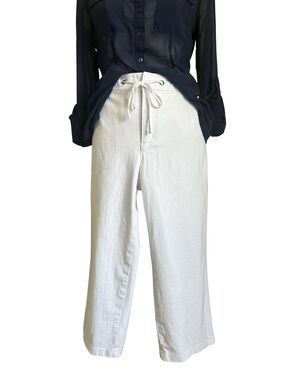 Coldwater Creek Natural Fit White Stretch Denim Capri Pants Classic Size 16